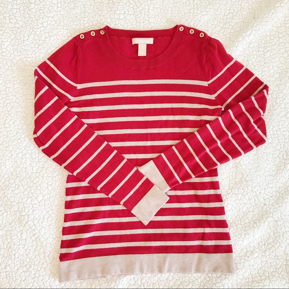Banana Republic Red and Tan Striped Sweater